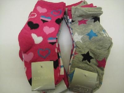 Girls Assorted Design Socks Hearts Stars